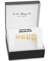 Polished Endless Hoop Earrings Set 18k Gold over Sterling Silver, Created for Macy's