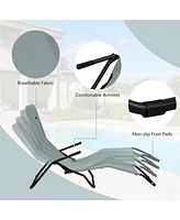 Sugift 2 Pieces Stackable Portable Patio Chaise Lounger with Rocking Design