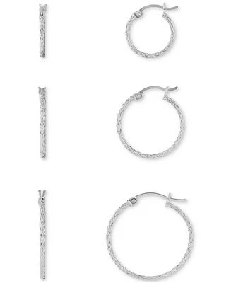 Macy's 3-Pc. Set Diamond Cut Click Top Hoop Earrings in 18K Gold Over Sterling Silver or Sterling Silver