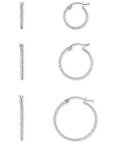 Macy's 3-Pc. Set Diamond Cut Click Top Hoop Earrings in 18K Gold Over Sterling Silver or Sterling Silver