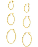 Macy's 3-Pc. Set Diamond Cut Click Top Hoop Earrings 18K Gold Over Sterling Silver or