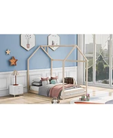 Slickblue Full Wood House Bed Frame, Stylish and Cozy Design for Kids' Bedroom