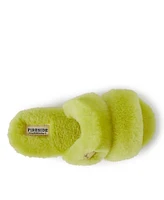 Fireside by Dearfoams Women's Benalla Genuine Shearling Double Band Fuzzy Slide Slipper