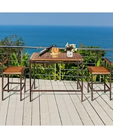 Vebreda 3 Pieces Patio Rattan Wicker Bar Dining Furniture Set