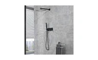 Slickblue Brass Matte Black Shower Faucet Set Shower System 10 Inch Rainfall Shower Head with Handheld Sprayer Bathroom Luxury Rain Mixer Combo