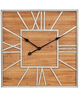 Dahlia Studios Caser Silver Metal and Brown Wood 23 1/2" Square Wall Clock