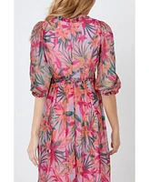 Creea the Label Women's Floral Print Empire Waist Midi Dress