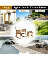 Sugift 2 Pieces Acacia Wood Patio Rocking Chair Table Set
