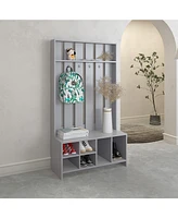 Norton Hall Tree with 7 Shelves, Smokey Gray