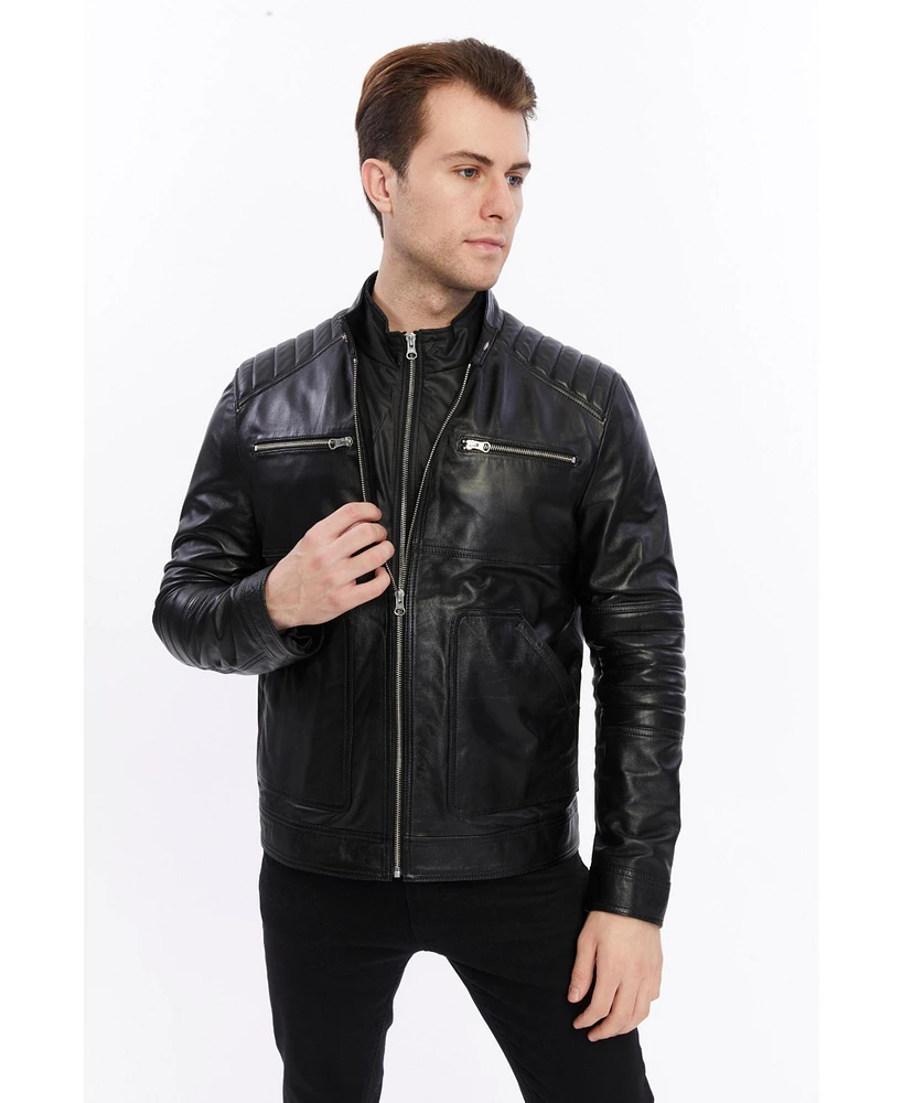 Furniq Uk Men's Fashion Jacket, Nappa Black