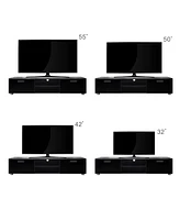 Slickblue Black Tv Stand for 70-Inch TVs, Media Console Entertainment Center with 2 Storage Cabinets and Open Shelves for Living Room or Bedroom