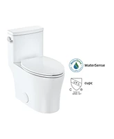 gaomon Elongated Toilet for Bathrooms, One-Piece Toilet with Soft Close Seat, Powerful & Quiet Left Side Trip Lever Flush 1.28 Gpf, Ceramic Crisp Whit