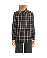 Lands' End Women's Flannel Boyfriend Fit Long Sleeve Shirt