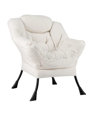 Costway Large Lazy Chair with Cozy Head Pillow Stylish Tufted Back & Seat Armrests
