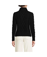 Lands' End Women's Drifter Cable Turtleneck Sweater