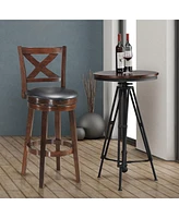 Sugift Swivel X-back Upholstered Counter Height Bar Stool with Pvc Cushioned Seat