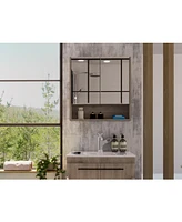 Depot E-shop Tatacoa Mirror Medicine Cabinet, One Open Shelf, Three Interior Shelves