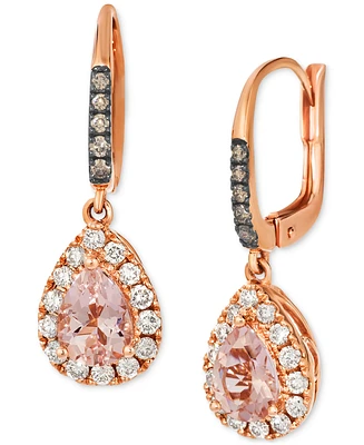 Le Vian Peach Morganite (1 ct. t.w.), Nude Diamond (3/8 ct. t.w.) & Chocolate Diamond (1/10 ct. t.w.) Teardrop Earrings in 14k Strawberry Gold