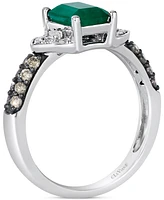 Le Vian Emerald (1 ct. t.w.), Vanilla Diamond (1/10 ct. t.w.) & Chocolate Diamond (1/4 ct. t.w.) Ring in 14k White Gold