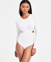 Bar Iii Women's Cutout Long-Sleeve Bodysuit, Exclusively at Macy's