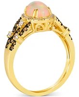 Le Vian Opal (5/8 ct. t.w.) & Diamond (1/2 ct. t.w.) Halo Ring in 14k Yellow Gold