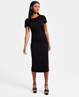 Bar Iii Women's Ruched Short-Sleeve Midi Dress, Exclusively at Macy's