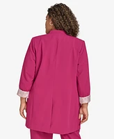 Calvin Klein Plus Open-Front Roll-Cuff Jacket