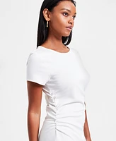 Bar Iii Women's Ruched Short-Sleeve Midi Dress, Exclusively at Macy's