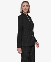 Karl Lagerfeld Paris Women's Windowpane Two-Button Blazer