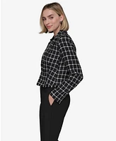 Karl Lagerfeld Paris Women's Tweed Windowpane Jacket