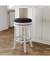 Streamdale Furniture 30" Barstool, White Finish, Charcoal Fabric Seat