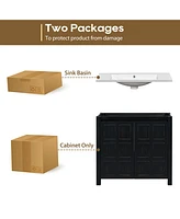 36" Bathroom Vanity Organizer with Sink, Combo Cabinet Set, Bathroom Storage Cabinet, Retro lue