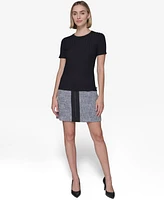 Karl Lagerfeld Paris Women's Ribbed Short-Sleeve Sweater