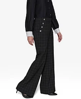 Karl Lagerfeld Paris Women's Sailor Windowpane Wide-Leg Pants