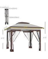 Streamdale Furniture Spacious 12'x12' Pop-Up Gazebo with Adjustable Height and Bug Netting Protection