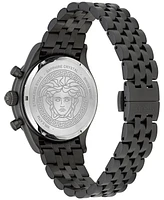 Versace Unisex Swiss Chronograph Hellenyium Black Ion Plated Bracelet Watch 40mm