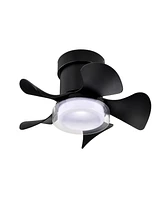 Streamdale Furniture Matte Black Remote Ceiling Fan with Led Light