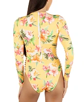 Hurley Juniors' Malia Floral-Print Cut-Out Back-Zip Surf Suit