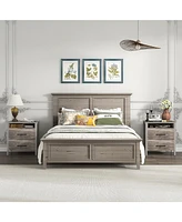 Gymax Nightstand w/ 2 Drawers Farmhouse Bed Side Table w/ Open Storage Shelf