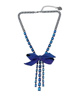 Betsey Johnson Faux Stone Pave Bow Y Necklace