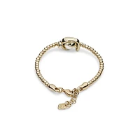 UNOde50 One Strand Elastic Double Moon Bead Metal Bracelet