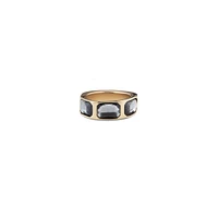 UNOde50 Three Faceted Crystals Emerald Cut Metal Alloy Ring