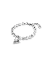 UNOde50 Sterling Silver Plated Beads and Heart Charm Metal Alloy Bracelet