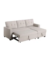 Streamdale Furniture Upholstered Pull Out Sectional Sofa With Chaise