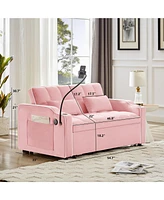 Streamdale Furniture Versatile Foldable Sofa Bed with Usb and Ashtray (Pink)