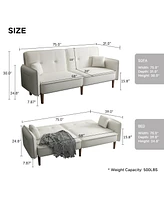 Streamdale Furniture Sofa Bed In Cotton Linen Fabric