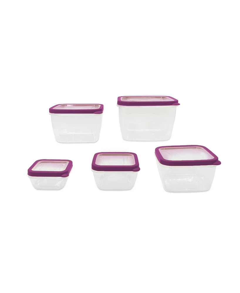 Sedona Kitchen 5-Piece Square Plastic Food Storage Container Set