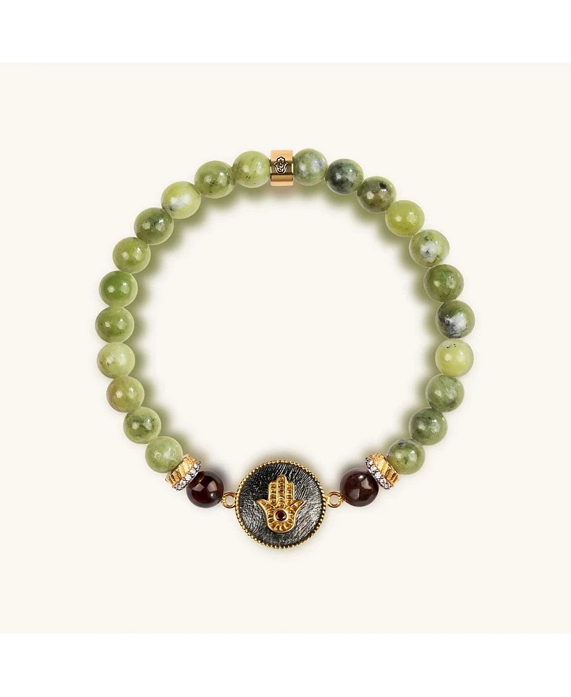 Karma and Luck Transportive Energy Jade Stone Hamsa Bracelet