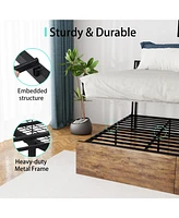 Streamdale Furniture Full Bed Frame with Storage, Ergonomic Headboard, Bed Frame with 2 Storage Drawers, Built in Charging Station & Led, Outlets & Us