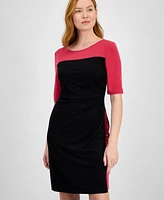 Connected Petite Elbow-Sleeve Sheath Dress